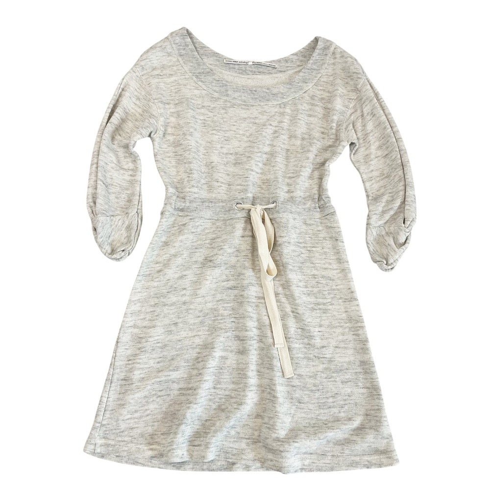 Anthropologie Saturday Sunday Gray Terry Dress Drawstring Scoop Neck Size Small